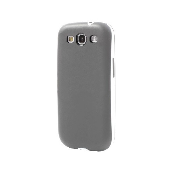Kieto silikono (TPU) dėklas su plastikiniu rėmu - pilkas (Galaxy S3)