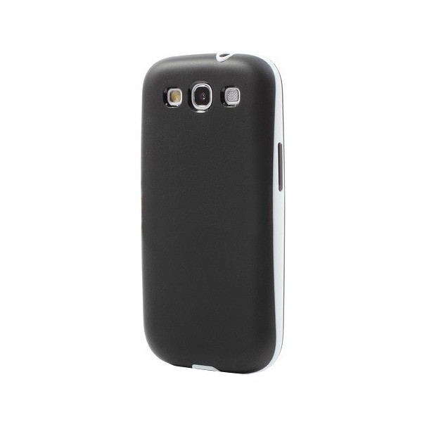 Kieto silikono (TPU) dėklas su plastikiniu rėmu - juodas (Galaxy S3)