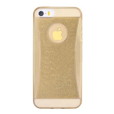 Apple iPhone SE (5, 5s) Devia Shining plonas skaidrus (permatomas) silikoninis TPU auksinis dėklas / Priedai.lt