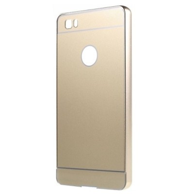 Huawei P8 Lite Luxury plastikinis dėklas su metalo rėmais - auksinis / Priedai.lt