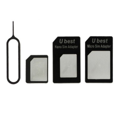 Nano SIM - Micro SIM - SIM adapteris + stumdukas (eject pin) / Priedai.LT