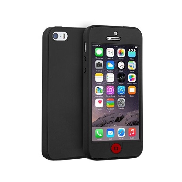 Pilnai dengiantis TPU dėklas - juodas (iPhone 5 / 5S / SE 2016)