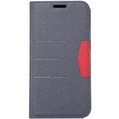 Samsung Galaxy S5 (S5 Neo) „Sparkle“ atverčiamas pilkas odinis dėklas - piniginė / Priedai.lt