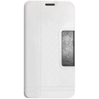 Samsung Galaxy S5 (S5 Neo) „Luxury“ atverčiamas baltas odinis dėklas - piniginė / Priedai.lt