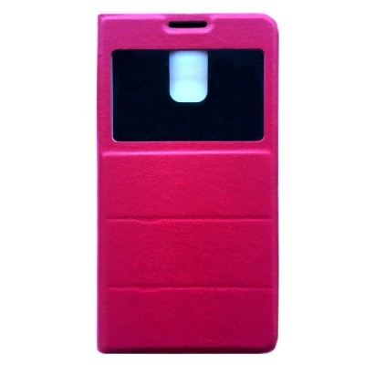 Samsung Galaxy S5 G900 (S5 Neo G903) rožinis odinis atverčiamas „Fashion“ dėklas su langeliu / Priedai.lt