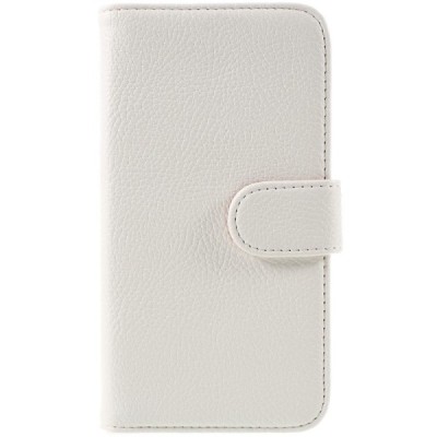 LG G3 D855 (D850, D851) atverčiamas baltas odinis Litchi dėklas - piniginė / Priedai.lt