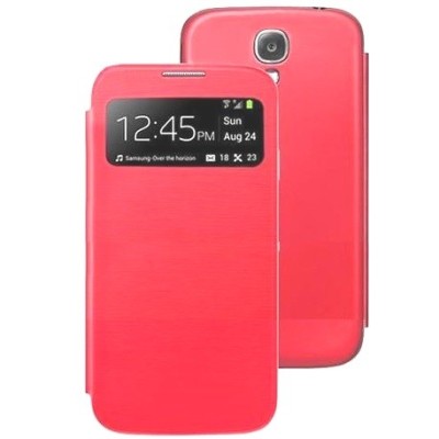 Samsung Galaxy S4 mini (i9190, i9192, i9195) S View Cover atverčiamas raudonas dėklas / Priedai.lt