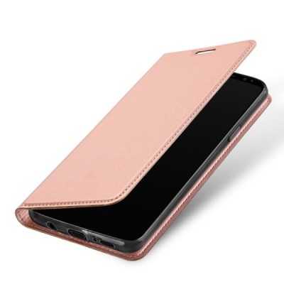 „Dux Ducis“ Skin serijos Samsung Galaxy S9+ (G965) rožinis odinis atverčiamas dėklas / Priedai.lt