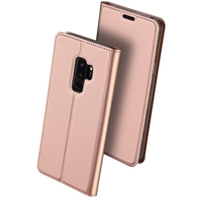 „Dux Ducis“ Skin serijos Samsung Galaxy S9+ (G965) rožinis odinis atverčiamas dėklas / Priedai.lt