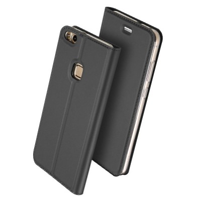 „Dux Ducis“ Skin serijos Huawei P10 Lite juodas odinis atverčiamas dėklas / Priedai.lt