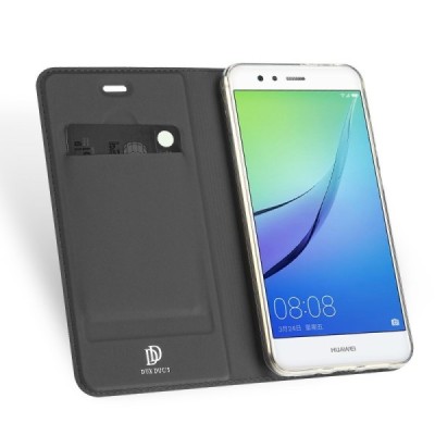 „Dux Ducis“ Skin serijos Huawei P10 Lite juodas odinis atverčiamas dėklas / Priedai.lt