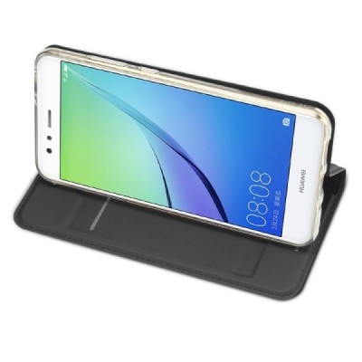 „Dux Ducis“ Skin serijos Huawei P10 Lite juodas odinis atverčiamas dėklas / Priedai.lt