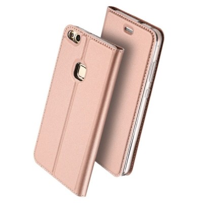 „Dux Ducis“ Skin serijos Huawei P10 Lite rožinis odinis atverčiamas dėklas / Priedai.lt