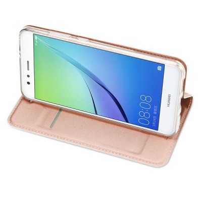 „Dux Ducis“ Skin serijos Huawei P10 Lite rožinis odinis atverčiamas dėklas / Priedai.lt