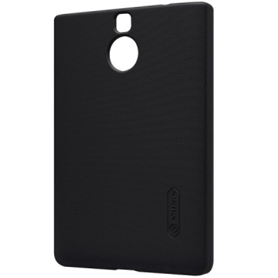 BlackBerry Passport Silver Edition Nillkin Frosted Shield juodas plastikinis dėklas + apsauginė ekrano plėvelė / Priedai.lt