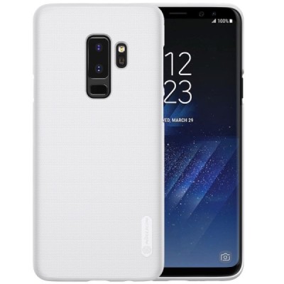 Samsung Galaxy S9+ (G965) Nillkin Frosted Shield baltas plastikinis dėklas + apsauginė ekrano plėvelė / Priedai.lt