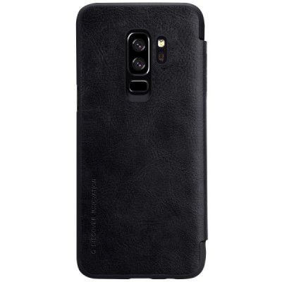 Prabangus „Nillkin“ Qin serijos juodas odinis atverčiamas Samsung Galaxy S9+ (G965) dėklas / Priedai.lt