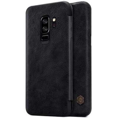 Prabangus „Nillkin“ Qin serijos juodas odinis atverčiamas Samsung Galaxy S9+ (G965) dėklas / Priedai.lt