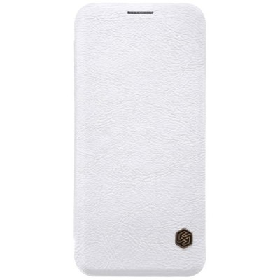 Prabangus „Nillkin“ Qin serijos baltas odinis atverčiamas Samsung Galaxy S9+ (G965) dėklas / Priedai.lt
