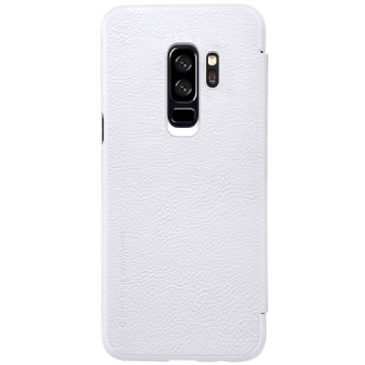 Prabangus „Nillkin“ Qin serijos baltas odinis atverčiamas Samsung Galaxy S9+ (G965) dėklas / Priedai.lt