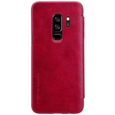 Prabangus „Nillkin“ Qin serijos raudonas odinis atverčiamas Samsung Galaxy S9+ (G965) dėklas / Priedai.lt