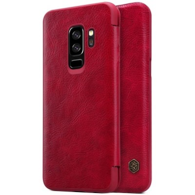 Prabangus „Nillkin“ Qin serijos raudonas odinis atverčiamas Samsung Galaxy S9+ (G965) dėklas / Priedai.lt