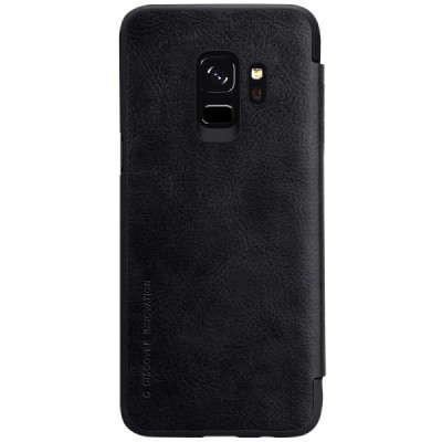 Prabangus „Nillkin“ Qin serijos juodas odinis atverčiamas Samsung Galaxy S9 (G960) dėklas / Priedai.lt