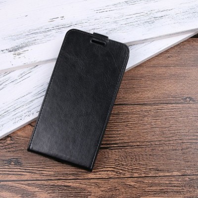 Samsung Galaxy S9 (G960) klasikinis vertikaliai atverčiamas juodas odinis dėklas / Priedai.lt