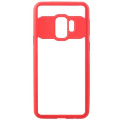 Samsung Galaxy S9 (G960) skaidrus raudonos spalvos apvadais kieto silikono (TPU) dėklas / Priedai.lt