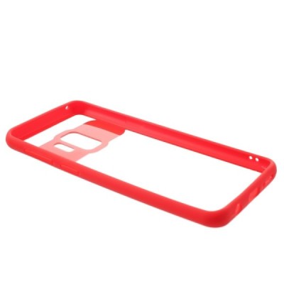 Samsung Galaxy S9 (G960) skaidrus raudonos spalvos apvadais kieto silikono (TPU) dėklas / Priedai.lt