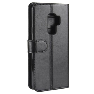Samsung Galaxy S9+ (G965) atverčiamas juodas odinis dėklas - piniginė / Priedai.lt