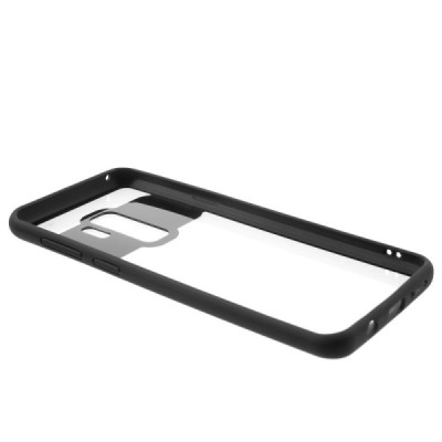 Samsung Galaxy S9+ (G965) skaidrus juodos spalvos apvadais kieto silikono (TPU) dėklas / Priedai.lt
