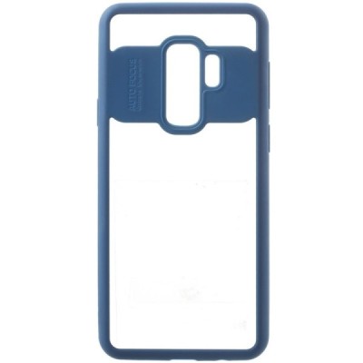Samsung Galaxy S9+ (G965) skaidrus mėlynos spalvos apvadais kieto silikono (TPU) dėklas / Priedai.lt