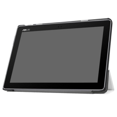 Asus ZenPad 10 (Z300C, Z300CL, Z300CG, Z301ML, Z301MFL) atverčiamas baltas odinis dėklas - knygutė / Priedai.lt