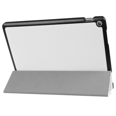 Asus ZenPad 10 (Z300C, Z300CL, Z300CG, Z301ML, Z301MFL) atverčiamas baltas odinis dėklas - knygutė / Priedai.lt