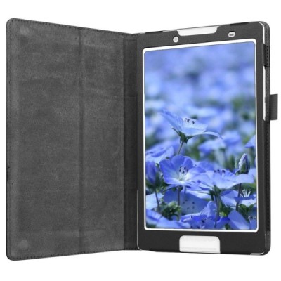 Lenovo Tab2 A8-50 (Tab3 8.0) atverčiamas Litchi juodas odinis dėklas - knyguė / Priedai.lt