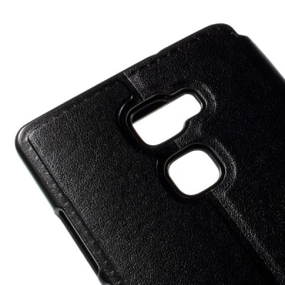 Huawei Mate S juodas odinis atverčiamas „View Window“ dėklas su langeliu / Priedai.lt