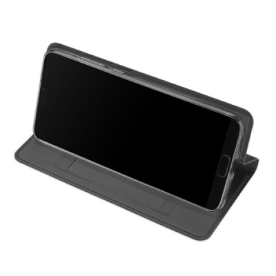 „Dux Ducis“ Skin serijos Huawei P20 juodas odinis atverčiamas dėklas / Priedai.lt