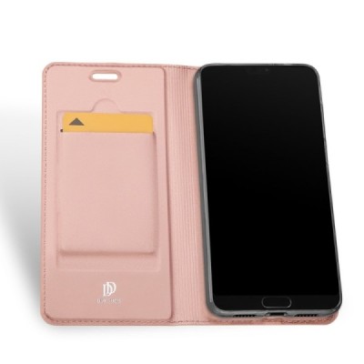 „Dux Ducis“ Skin serijos Huawei P20 rožinis odinis atverčiamas dėklas / Priedai.lt