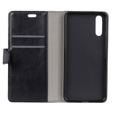Huawei P20 atverčiamas juodas odinis dėklas, knygutė - piniginė / Priedai.lt