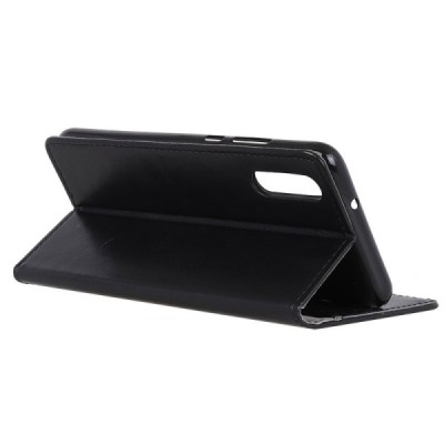 Huawei P20 atverčiamas juodas odinis dėklas, knygutė - piniginė / Priedai.lt