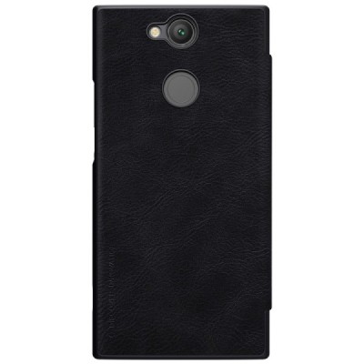 Prabangus „Nillkin“ Qin serijos juodas odinis atverčiamas Sony Xperia XA2 (XA2 Dual) dėklas - knygutė / Priedai.lt
