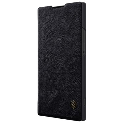 Prabangus „Nillkin“ Qin serijos juodas odinis atverčiamas Sony Xperia XA2 (XA2 Dual) dėklas - knygutė / Priedai.lt