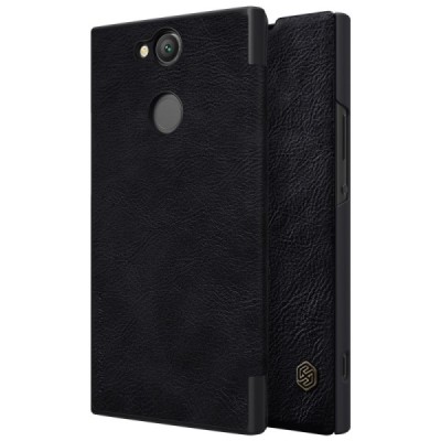 Prabangus „Nillkin“ Qin serijos juodas odinis atverčiamas Sony Xperia XA2 (XA2 Dual) dėklas - knygutė / Priedai.lt