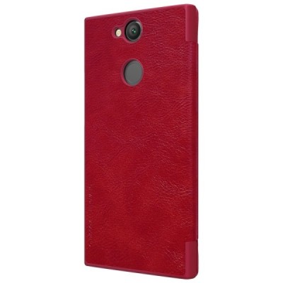 Prabangus „Nillkin“ Qin serijos raudonas odinis atverčiamas Sony Xperia XA2 (XA2 Dual) dėklas - knygutė / Priedai.lt