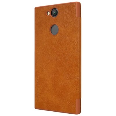 Prabangus „Nillkin“ Qin serijos rudas odinis atverčiamas Sony Xperia XA2 (XA2 Dual) dėklas - knygutė / Priedai.lt