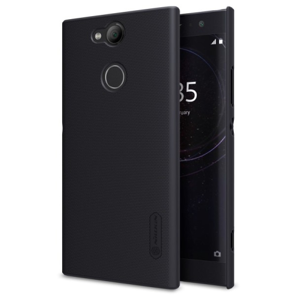 „Nillkin“ Frosted Shield dėklas - juodas + apsauginė ekrano plėvelė (Xperia XA2)