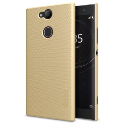Nillkin Frosted Shield Sony Xperia XA2 (XA2 Dual) auksinis plastikinis dėklas + apsauginė ekrano plėvelė / Priedai.lt