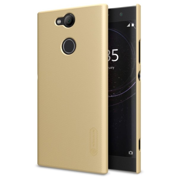 „Nillkin“ Frosted Shield dėklas - auksinis + apsauginė ekrano plėvelė (Xperia XA2)