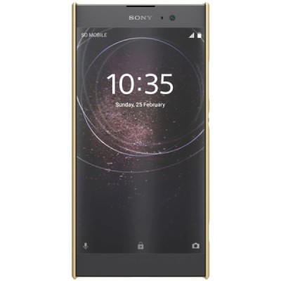 Nillkin Frosted Shield Sony Xperia XA2 (XA2 Dual) auksinis plastikinis dėklas + apsauginė ekrano plėvelė / Priedai.lt